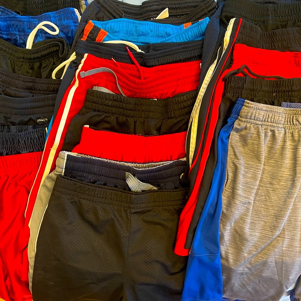 20 Pairs of Mesh Shorts Bundle Including Brands like Adidas, Under Armour, Nike.